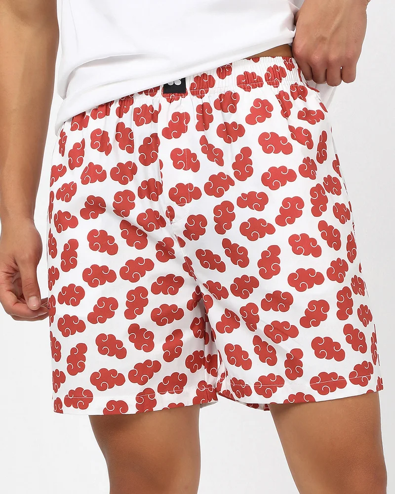 bewakoof Men's White & Red All Over Printed Boxers